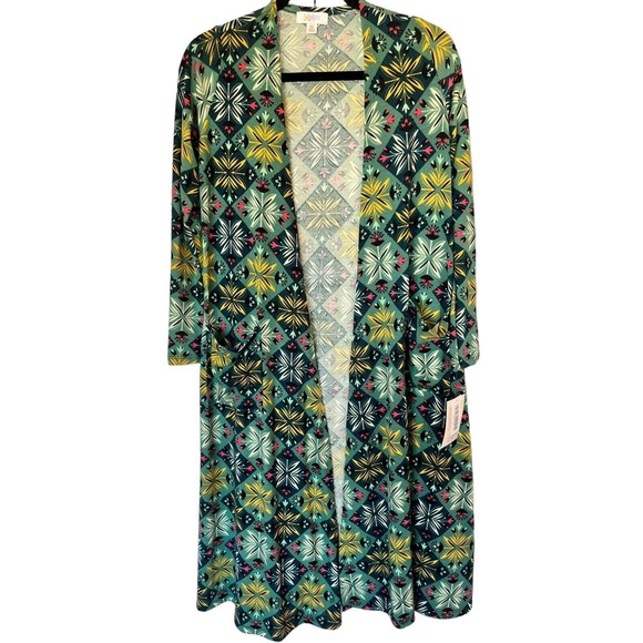 Lularoe Sarah Duster Long Cardigan Pocket Diamond Size Extra Small NWT - Picture 3 of 10